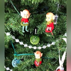 Vtg Naughty Elf Triplets Holiday Decor